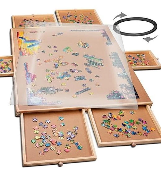 Puzzle Table with Drawers